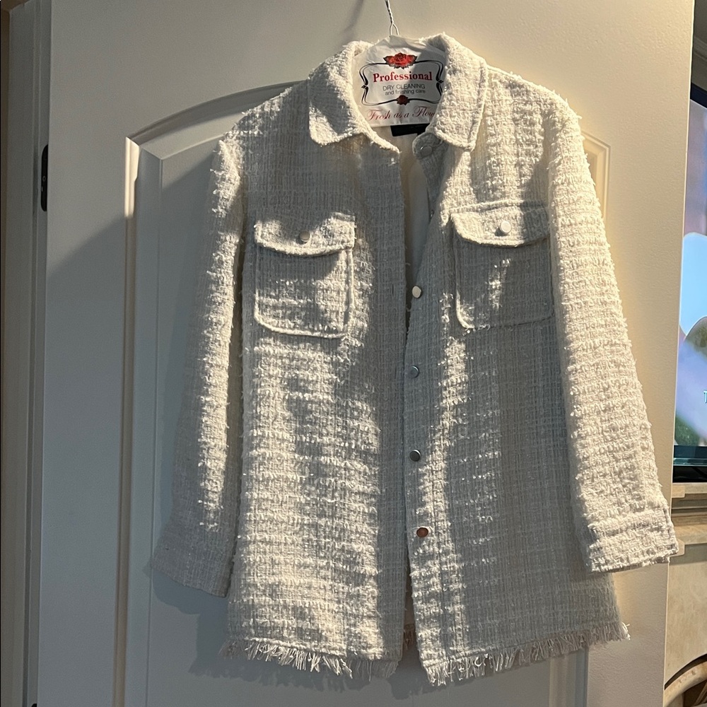 7 For All Mankind Cream Textured Jacket